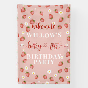 Berry First Birthday Welcome Sign Banner