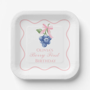 Berry First Blaubeer Geburtstag Pinke Schleife Coq Pappteller
