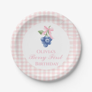 Berry First Blaubeer Geburtstag Pinke Schleife Coq Pappteller