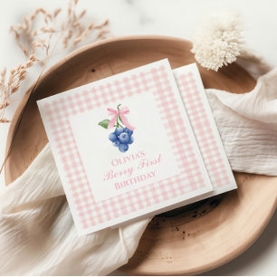 Berry First Blaubeer Geburtstag Rosa Schleife Ging Serviette