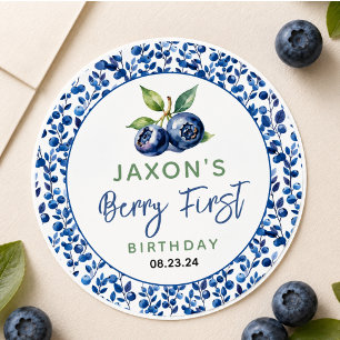 Berry First Blueberry 1. Geburtstag Party Runder Aufkleber