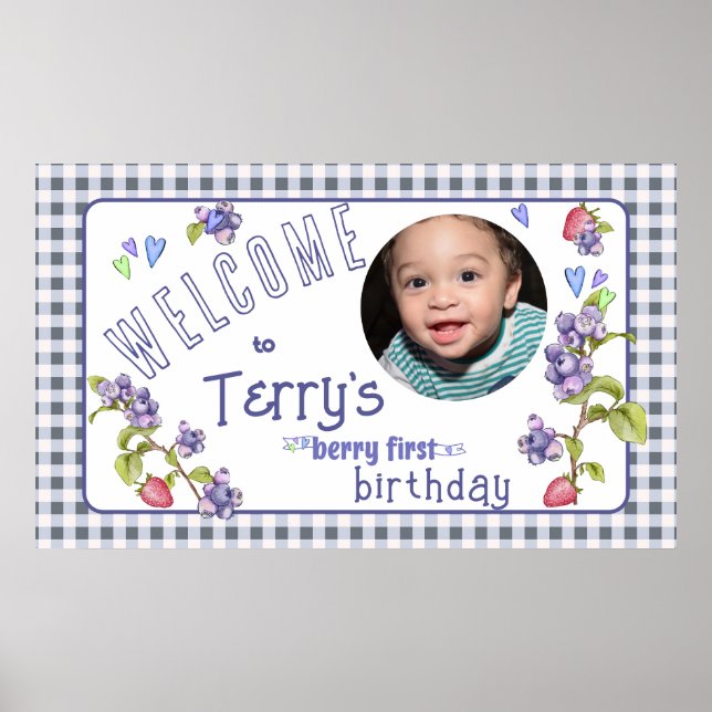 Berry First Boys Geburtstagsbanner Poster (Vorne)