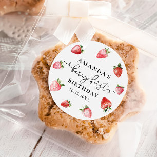 Berry First Cute 1. Geburtstag Strawberry Klassike Runder Aufkleber