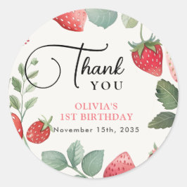 Berry First Floral 1. Geburtstag Runder Aufkleber