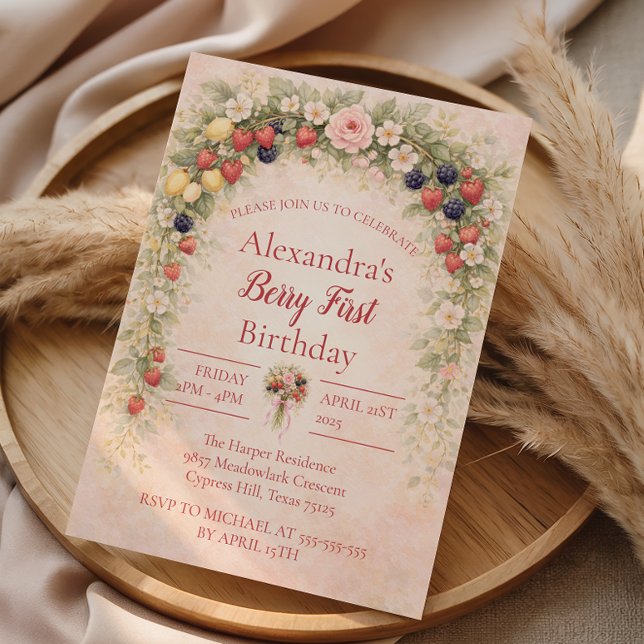 Berry First Garden 1st Birthday Einladung (Von Creator hochgeladen)