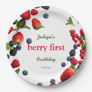 Berry First Geburtday Foto Pappteller