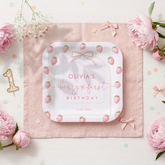 Berry First Girl Birthday  Pappteller (Von Creator hochgeladen)