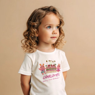 Berry First Happy Birthday Bunnies und Cake Baby T-shirt