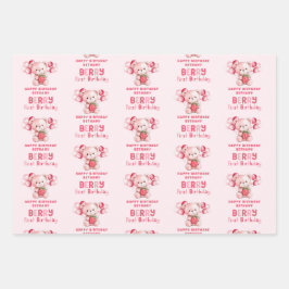 Berry First Happy Birthday Name Strawberry Geschenkpapier Set