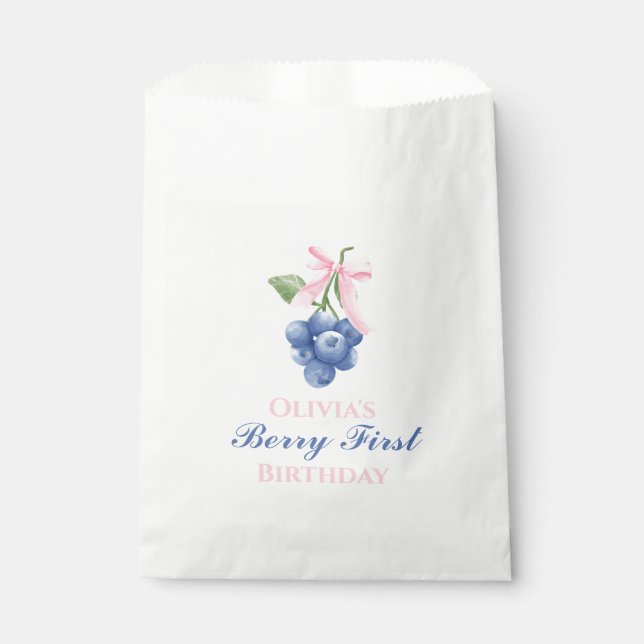 Berry First Heidelbeere Geburtstag Pink Bow Coquet Geschenktütchen (Vorderseite)