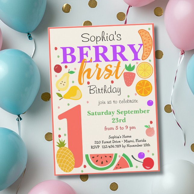 Berry First Obstfrucht Kindergeburtstag Einladung (Von Creator hochgeladen)