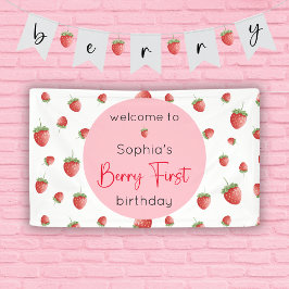Berry First Strawberry 1. Geburtstag Banner