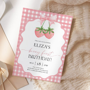 Berry First Strawberry 1. Geburtstag Einladung
