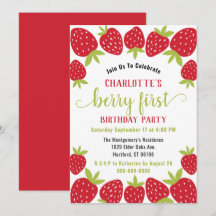 Berry First Strawberry 1. Geburtstag Party Custom