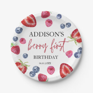 Berry First Strawberry 1. Geburtstag Party Custom Pappteller