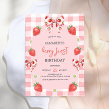 Berry First Strawberry 1. Geburtstagseinladung