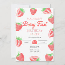 Berry First Strawberry 1er Invitation anniversaire