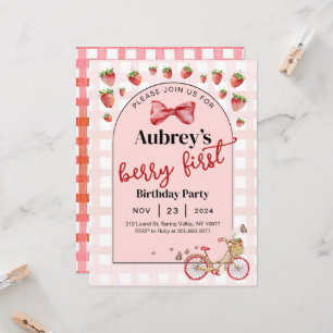 Berry First Strawberry 1er Invitation anniversaire
