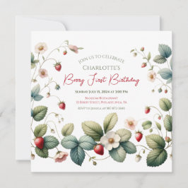 "Berry First" Strawberry Birthday Einladung