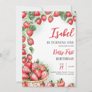Berry First Strawberry Birthday Einladung