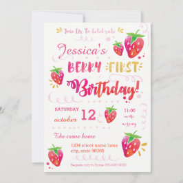 Berry First Strawberry Birthday Pary Einladung