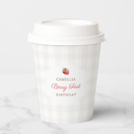 Berry First Strawberry Gingham Birthday Party Pappbecher