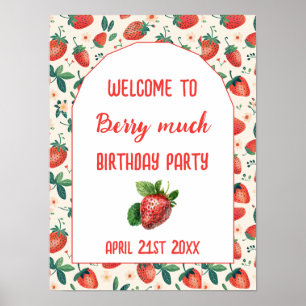Berry First Strawberry Girl 1. Geburtstag Party Poster