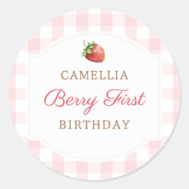 Berry First Strawberry Jam 1. Geburtstag Party Runder Aufkleber