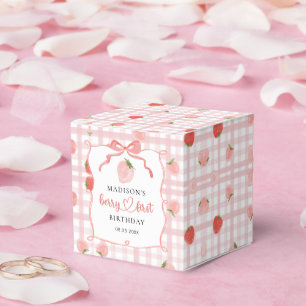 Berry First Strawberry Pink Gingham 1. Geburtstag Geschenkschachtel