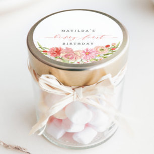 Berry First Strawberry Sommer 1. Geburtstag   Runder Aufkleber