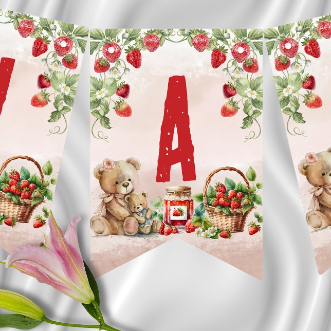 Berry First Strawberry und Bär zum Geburtstag Wimpelkette (Von Creator hochgeladen)