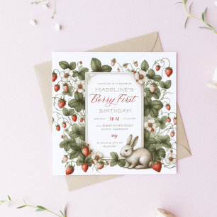 Berry First Vintag Strawberry Girl 1. Geburtstag Einladung