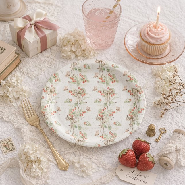 Berry Floral Butterfly First Birthday Pappteller (Von Creator hochgeladen)