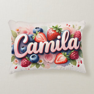 Berry Floral Nom personnalisé Coussin " Camila "