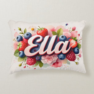 Berry Floral Nom personnalisé Coussin - Ella