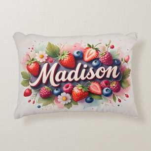 Berry Floral Nom personnalisé Coussin - Madison