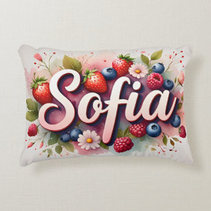 Berry Floral Nom Personnalisé Coussin - "Sofia"