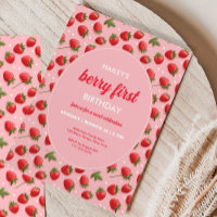 Berry fraise Retro Invitation d'anniversaire