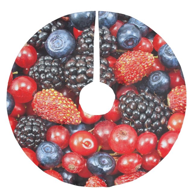 Berry-Fresh Background Mosaik Polyester Weihnachtsbaumdecke (Vorderseite)
