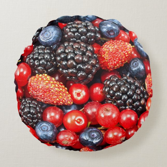 Berry-Fresh Background Mosaik Rundes Kissen (Vorderseite)