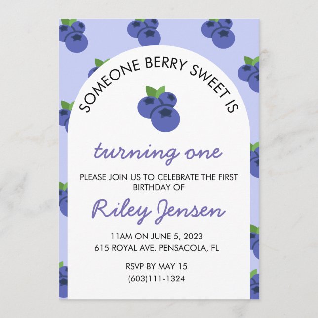 Berry Fruit First Birthday Party Invitation (Devant)