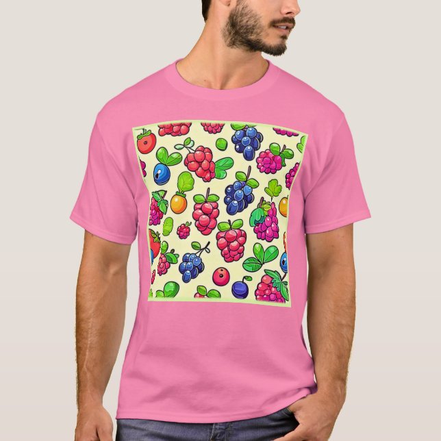 Berry Fruit Muster Design T-Shirt (Vorderseite)