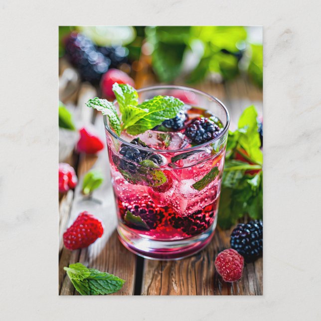 Berry Gin Cocktail - Fresh Mix Feiertagspostkarte (Vorderseite)