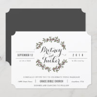 Berry Green Laurel Vintage Wedding Einladung