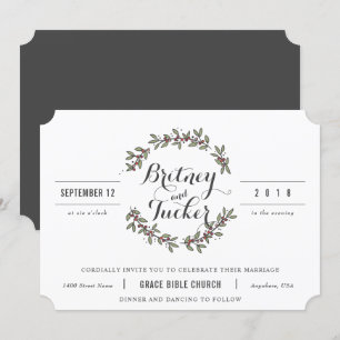 Berry Green Laurel Vintage Wedding Einladung