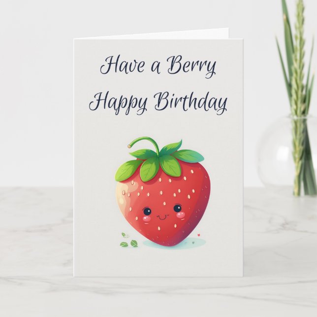Berry Happy Birthday | Strawberry Birthday Card Dankeskarte (Vorderseite)