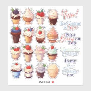 Berry Ice Cream Stickers Aufkleber