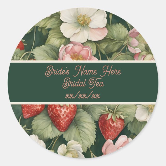 "Berry in Liebe" Blume und Erdbeerkleber Runder Aufkleber (Vorderseite)