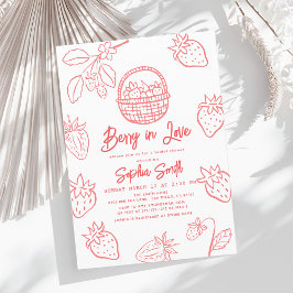 Berry in Love Hand-drawn Strawberry Bridal Shower Einladung