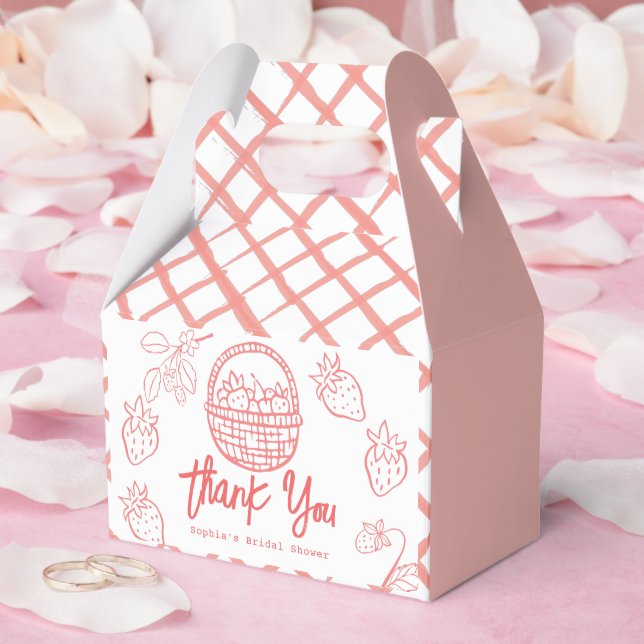 Berry in Love Hand-drawn Strawberry Bridal Shower Geschenkschachtel (Hochzeit)